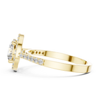 1.36 CT Round Diamond Halo Engagement Ring with Pavé Band
