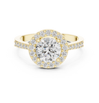 1.36 CT Round Diamond Halo Engagement Ring with Pavé Band