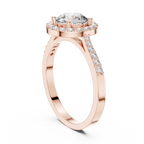 1.36 CT Round Diamond Halo Engagement Ring with Pavé Band