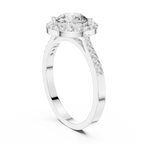 1.36 CT Round Diamond Halo Engagement Ring with Pavé Band