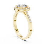 1.36 CT Round Diamond Halo Engagement Ring with Pavé Band