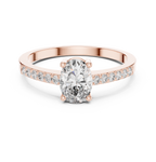 0.84 CT Oval Cut Diamond Solitaire Engagement Ring with Pavé Band
