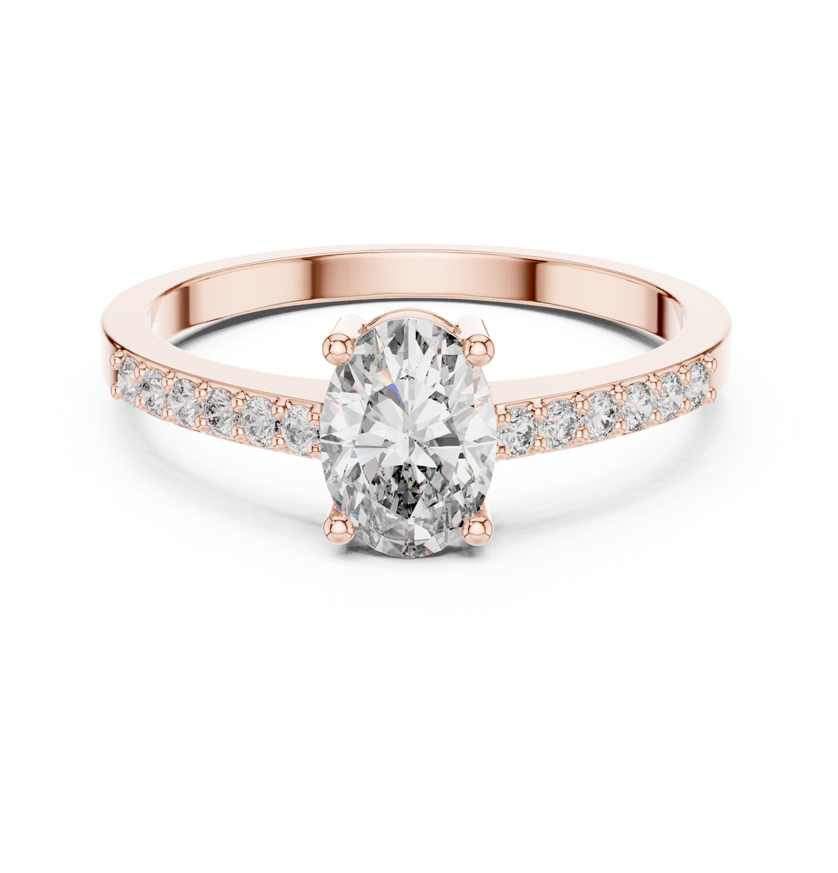 Oval Cut Diamond Solitaire Engagement Ring with Pavé Band – view 5 of 12, lab grown diamond band | Jewelix Atelier