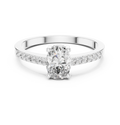 0.84 CT Oval Cut Diamond Solitaire Engagement Ring with Pavé Band
