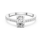 0.84 CT Oval Cut Diamond Solitaire Engagement Ring with Pavé Band
