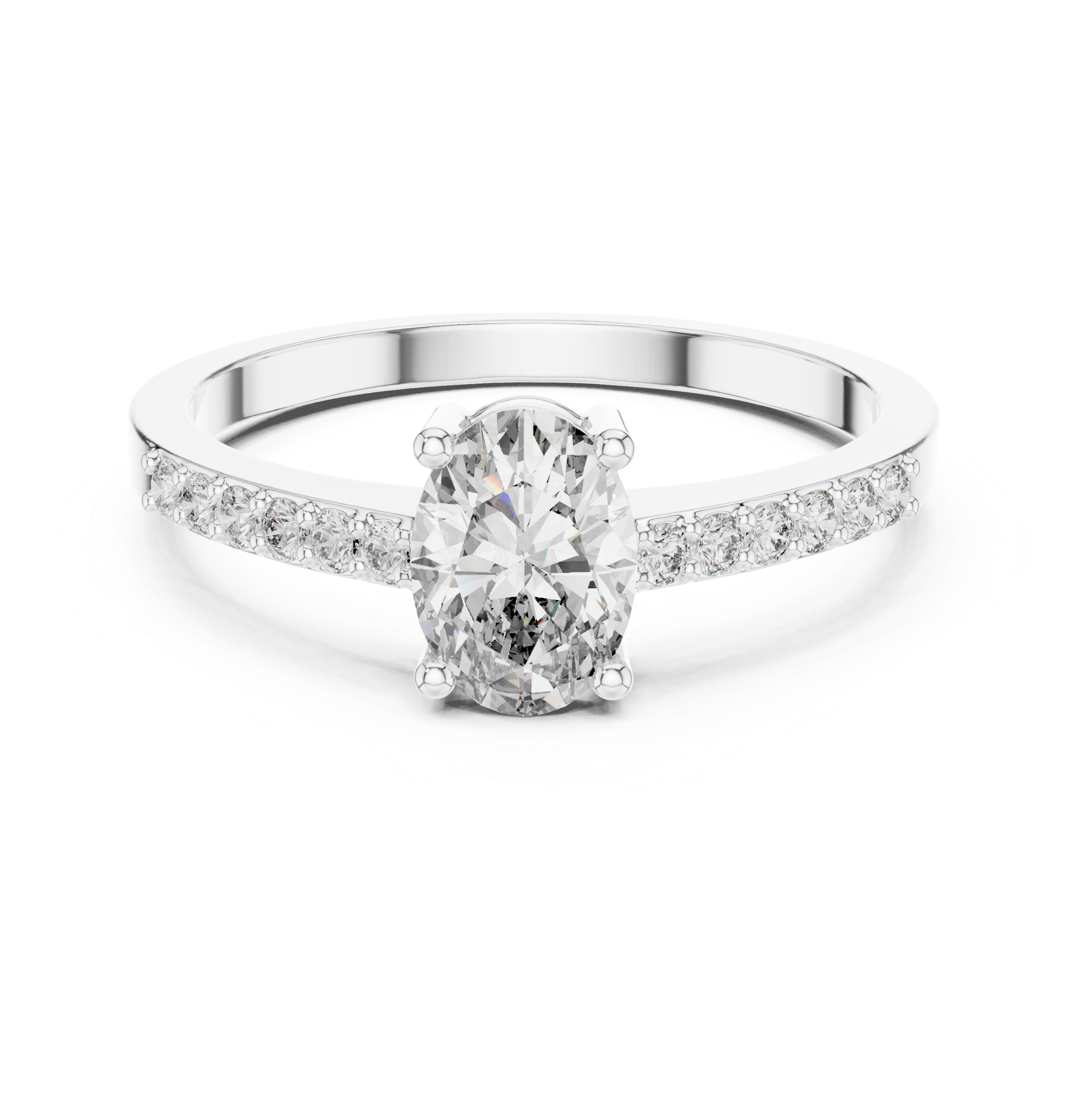 0.84 CT Oval Cut Diamond Solitaire Engagement Ring with Pavé Band