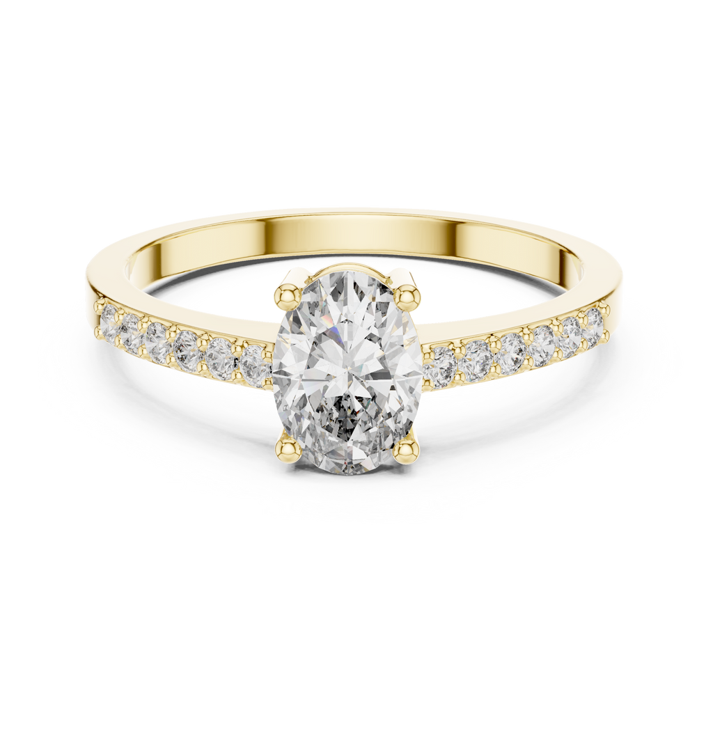 0.84 CT Oval Cut Diamond Solitaire Engagement Ring with Pavé Band