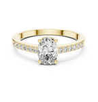 0.84 CT Oval Cut Diamond Solitaire Engagement Ring with Pavé Band