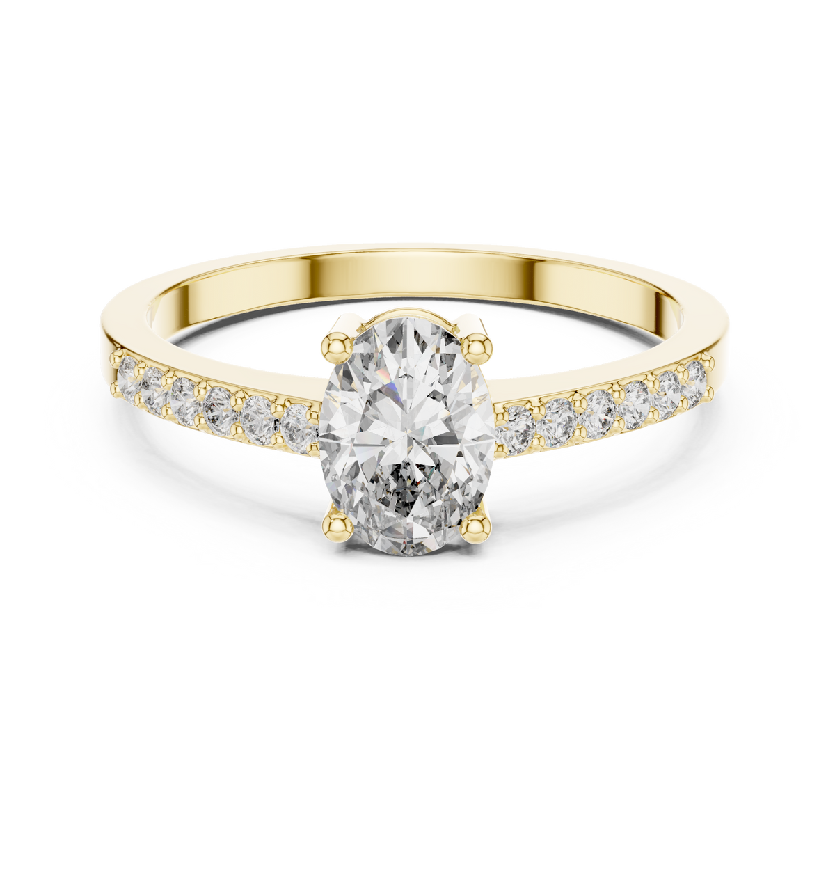 Oval Cut Diamond Solitaire Engagement Ring with Pavé Band – view 9 of 12, lab grown diamond band | Jewelix Atelier