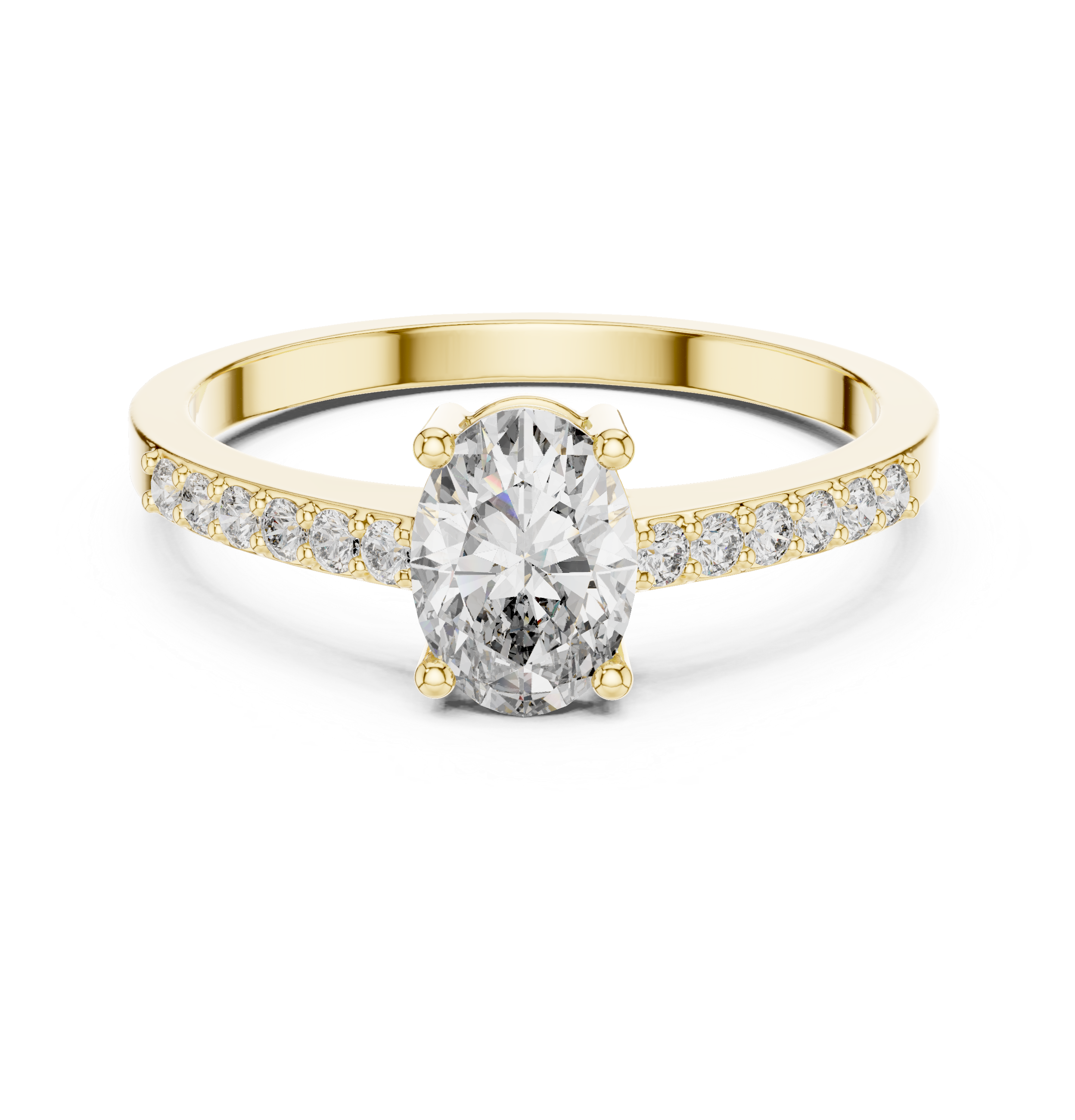 0.84 CT Oval Cut Diamond Solitaire Engagement Ring with Pavé Band