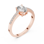 0.84 CT Oval Cut Diamond Solitaire Engagement Ring with Pavé Band