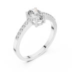 0.84 CT Oval Cut Diamond Solitaire Engagement Ring with Pavé Band