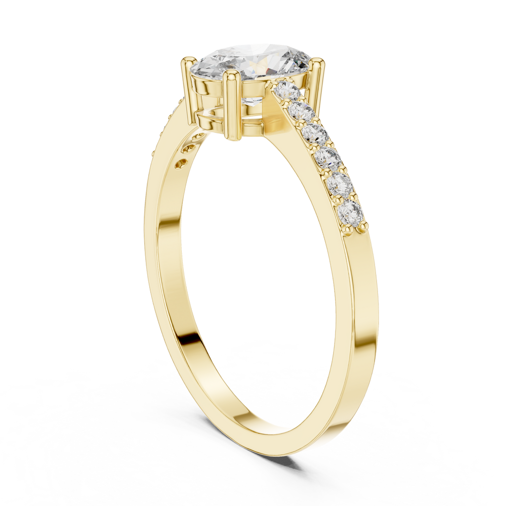 0.84 CT Oval Cut Diamond Solitaire Engagement Ring with Pavé Band