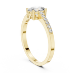 0.84 CT Oval Cut Diamond Solitaire Engagement Ring with Pavé Band