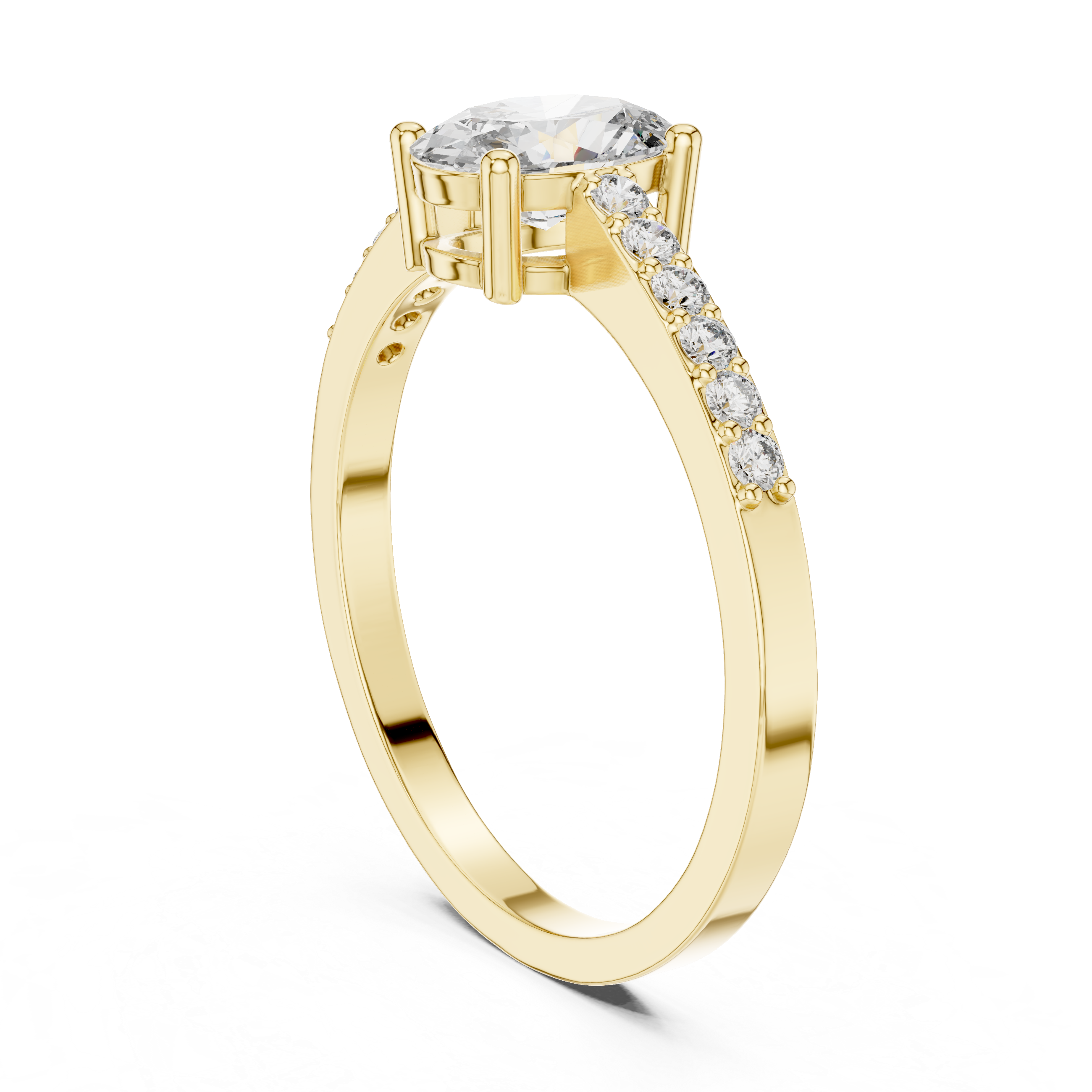 0.84 CT Oval Cut Diamond Solitaire Engagement Ring with Pavé Band