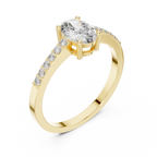 0.84 CT Oval Cut Diamond Solitaire Engagement Ring with Pavé Band
