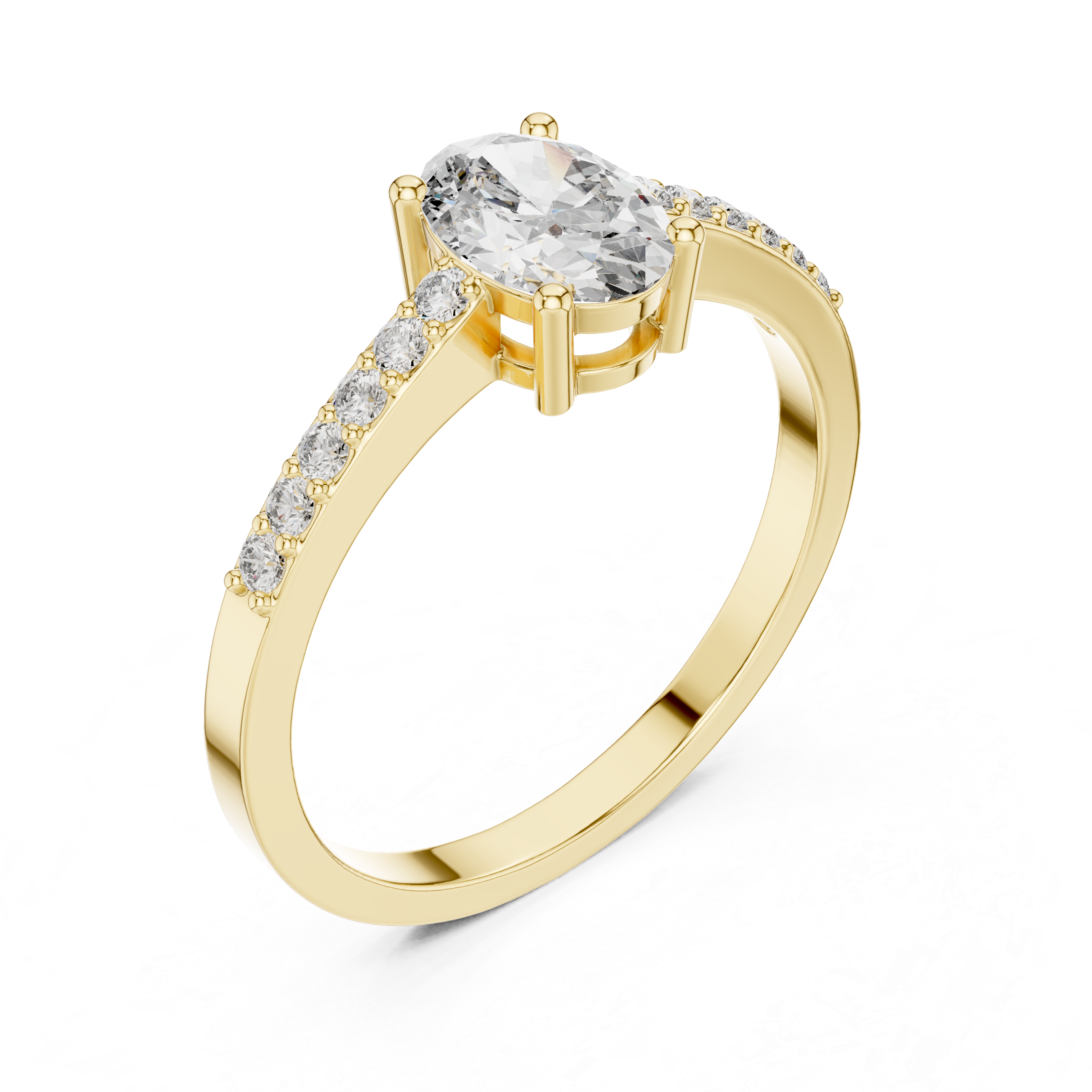 0.84 CT Oval Cut Diamond Solitaire Engagement Ring with Pavé Band