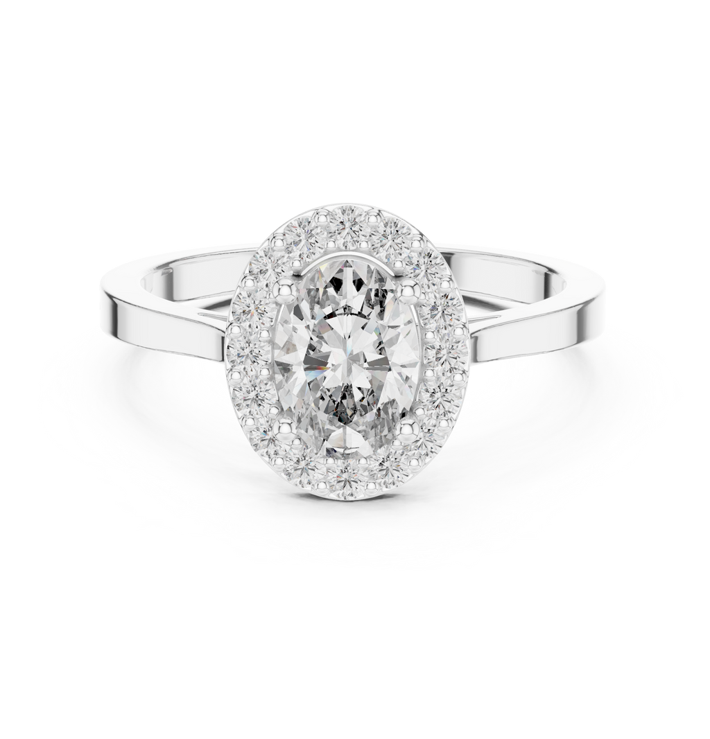 0.94 CT Oval Diamond Halo Engagement Ring