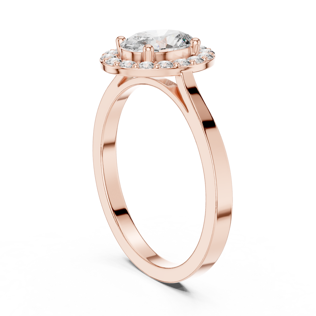 0.94 CT Oval Diamond Halo Engagement Ring