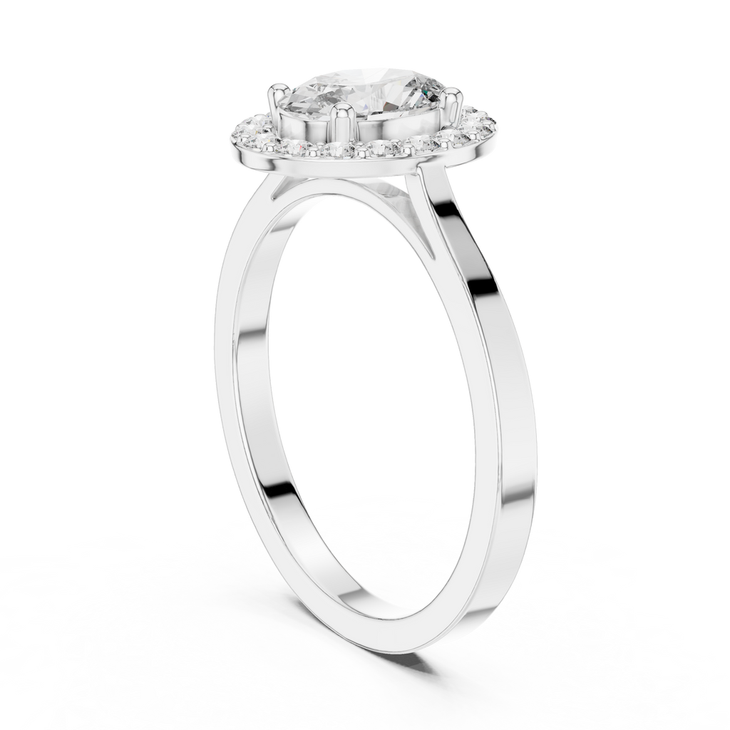 0.94 CT Oval Diamond Halo Engagement Ring