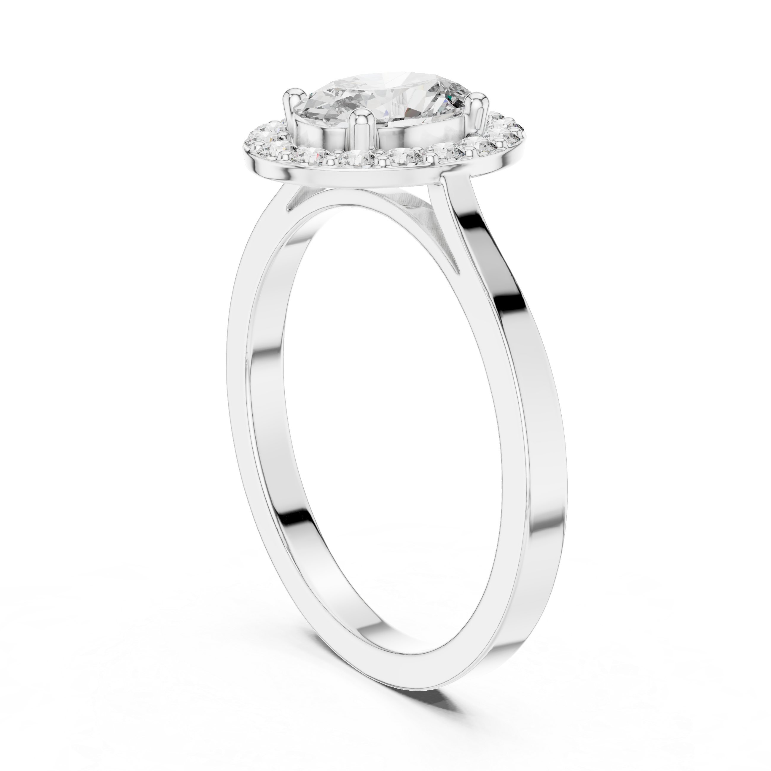 0.94 CT Oval Diamond Halo Engagement Ring