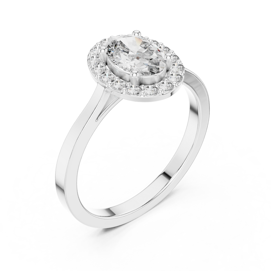 0.94 CT Oval Diamond Halo Engagement Ring