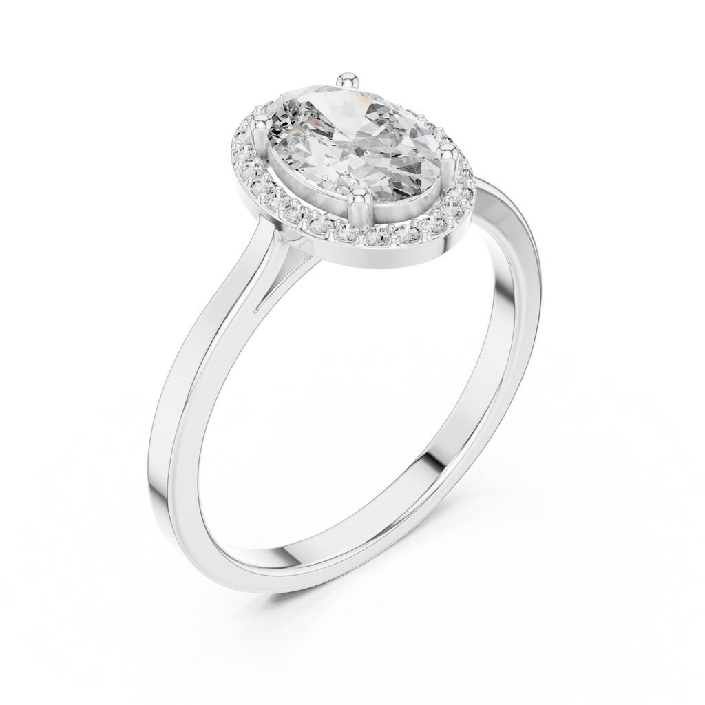 1.20 CT Oval Diamond Halo Engagement Ring