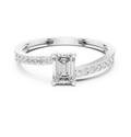 0.64 CT Emerald Cut Diamond Solitaire Pavé Engagement Ring