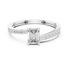 0.64 CT Emerald Cut Diamond Solitaire Pavé Engagement Ring
