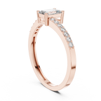 0.64 CT Emerald Cut Diamond Solitaire Pavé Engagement Ring