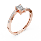 0.64 CT Emerald Cut Diamond Solitaire Pavé Engagement Ring