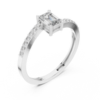 0.64 CT Emerald Cut Diamond Solitaire Pavé Engagement Ring