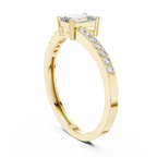 0.64 CT Emerald Cut Diamond Solitaire Pavé Engagement Ring