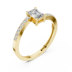 0.64 CT Emerald Cut Diamond Solitaire Pavé Engagement Ring