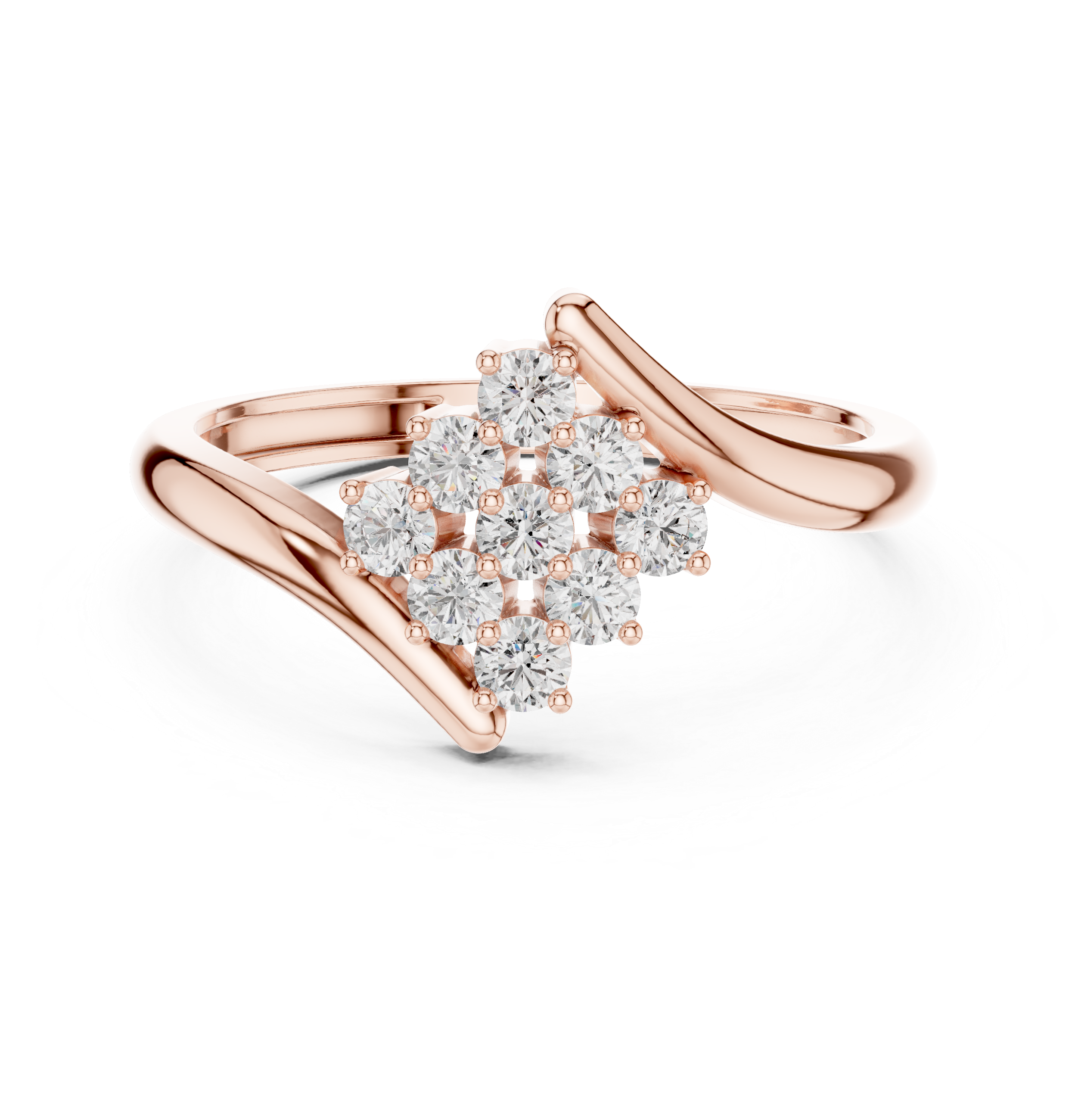0.32 CT Round Diamond Cluster Engagement Ring