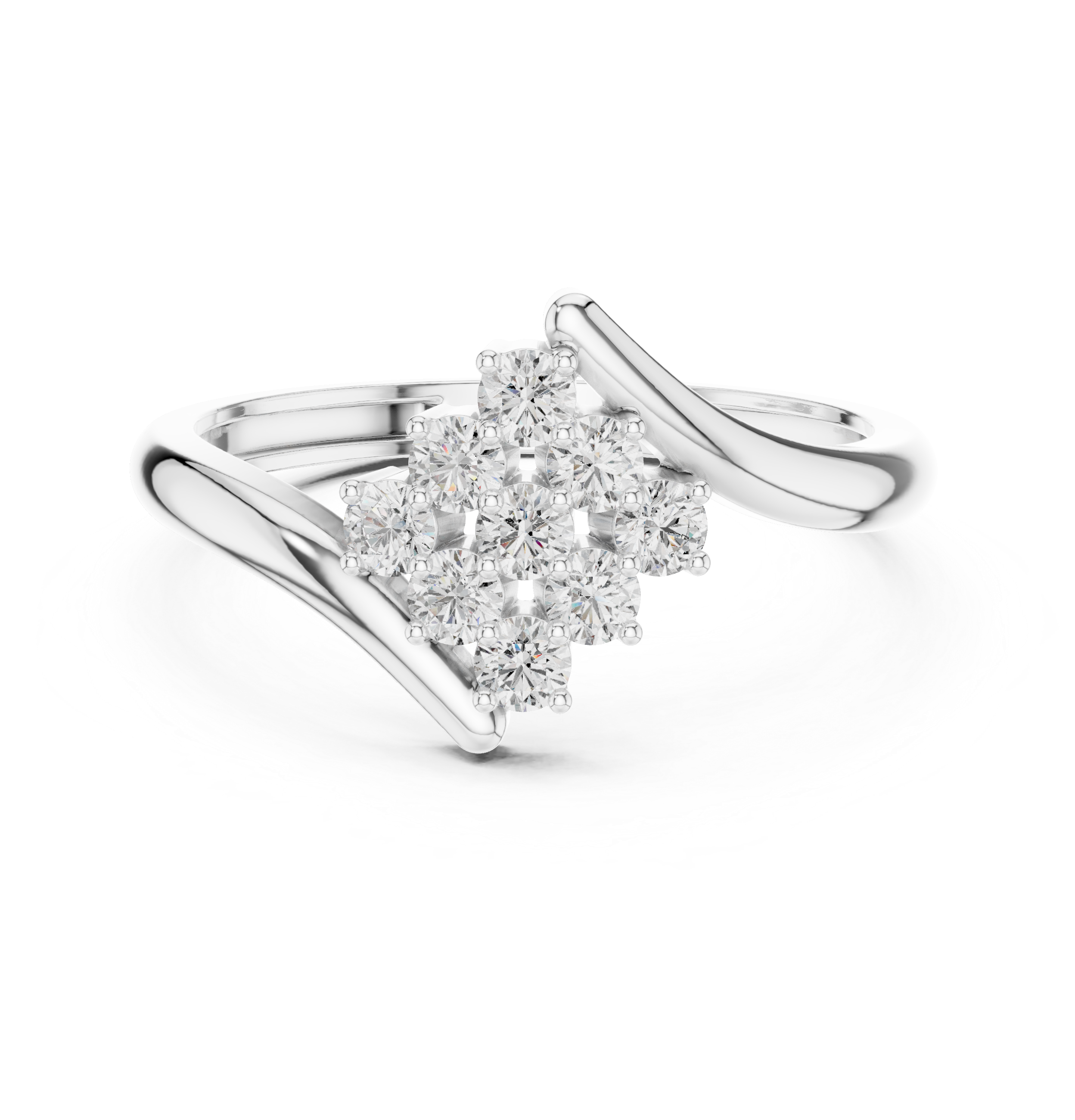 0.32 CT Round Diamond Cluster Engagement Ring