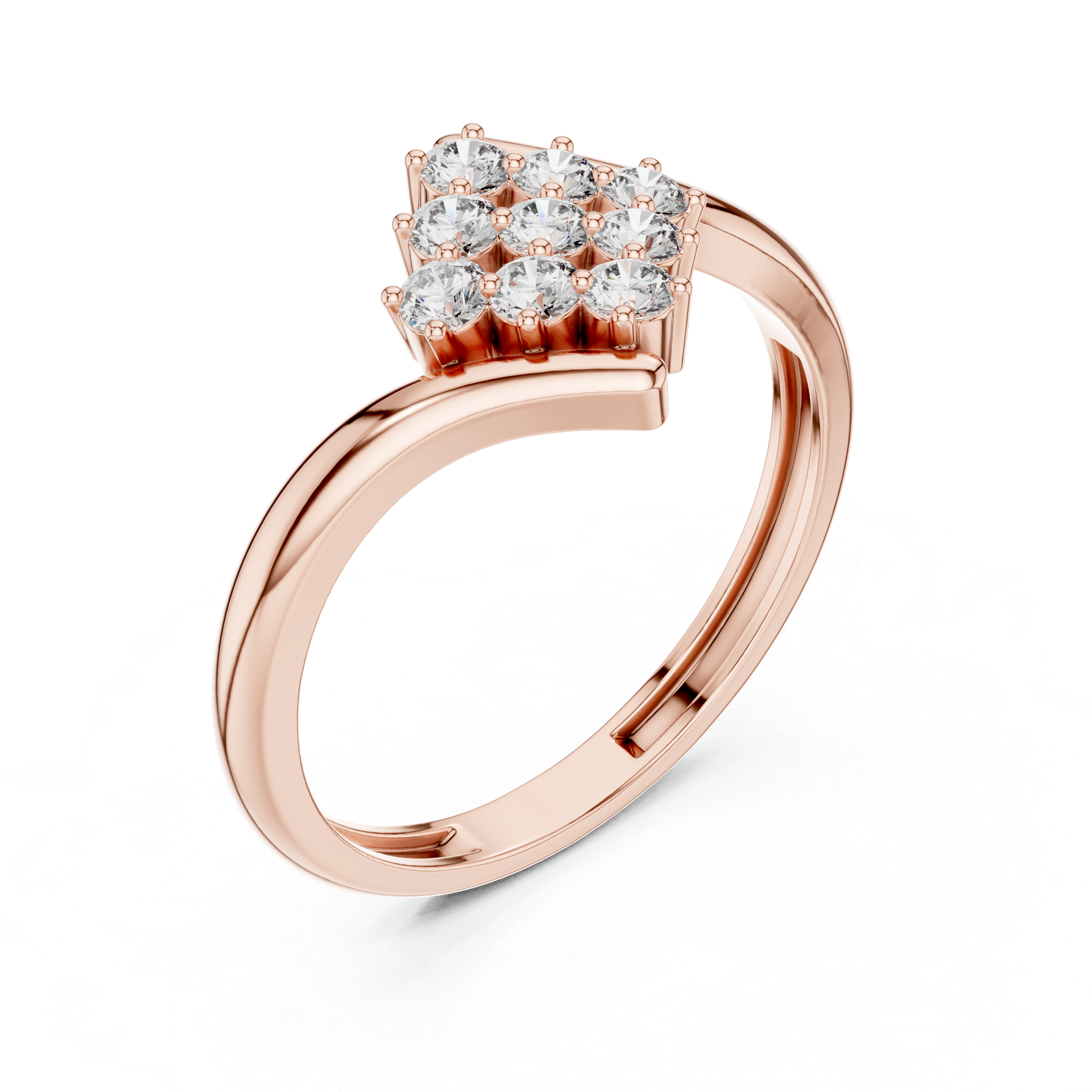 0.32 CT Round Diamond Cluster Engagement Ring