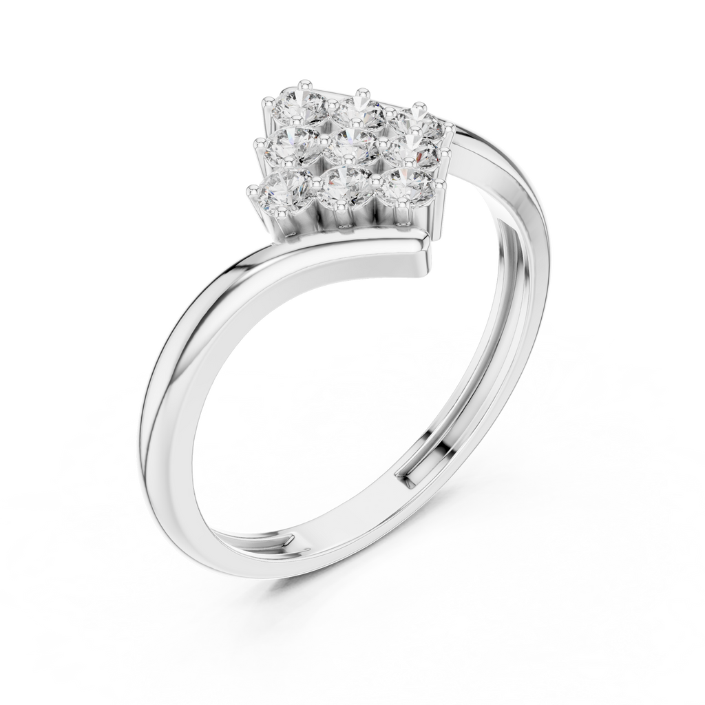 0.32 CT Round Diamond Cluster Engagement Ring