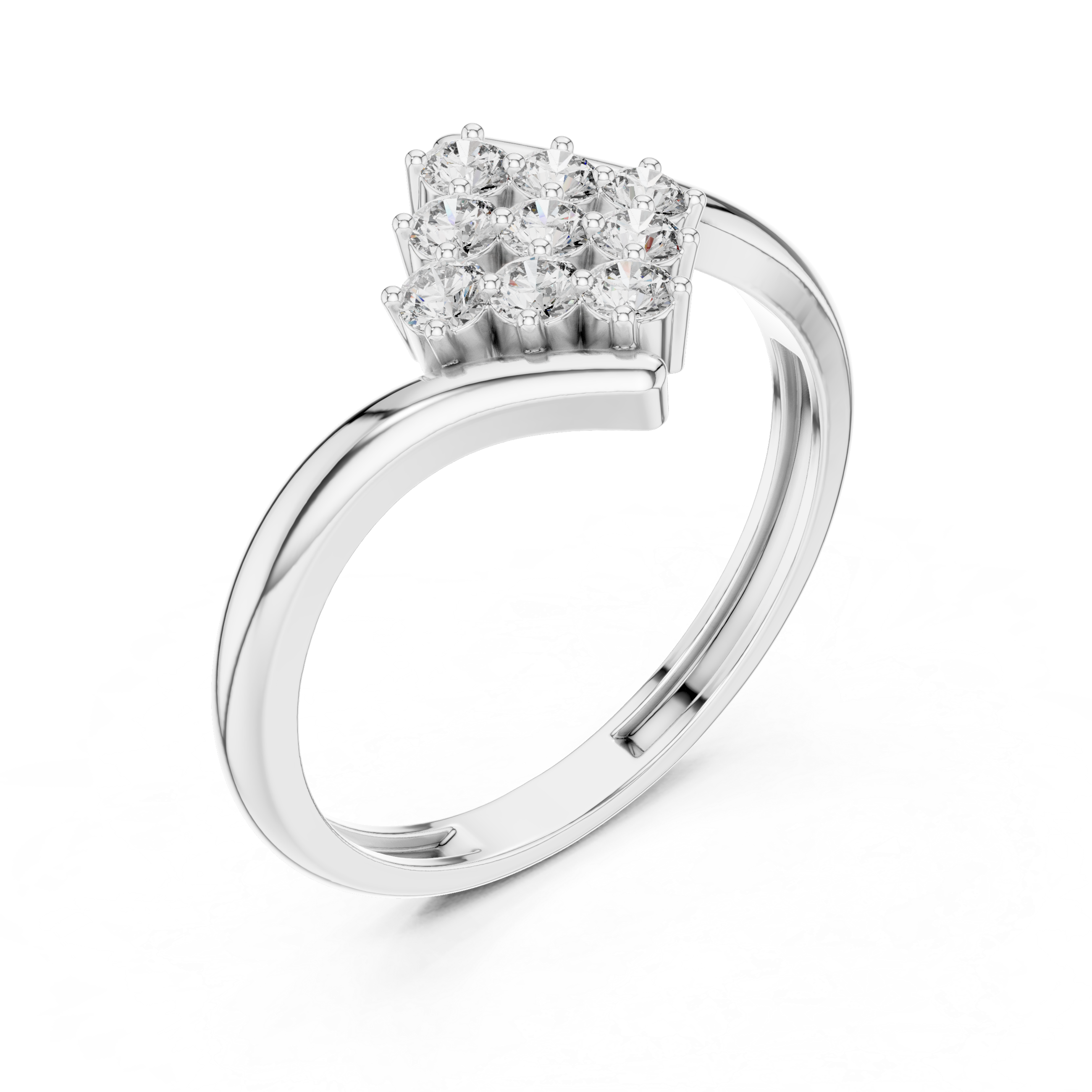 0.32 CT Round Diamond Cluster Engagement Ring