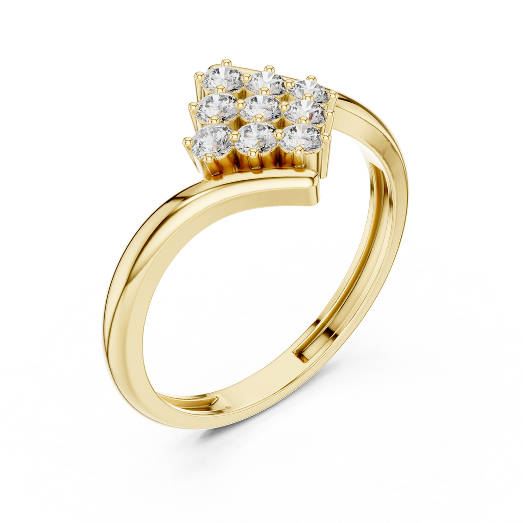 0.32 CT Round Diamond Cluster Engagement Ring