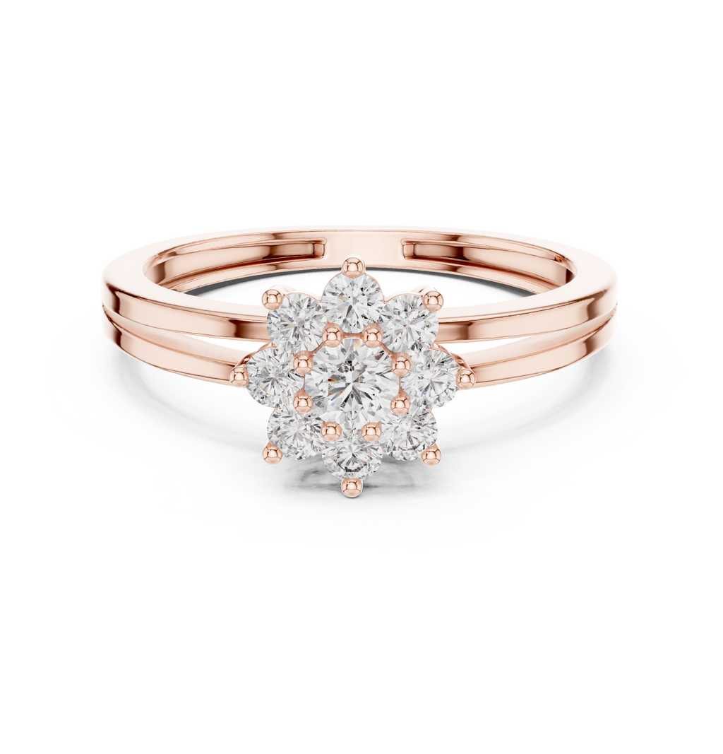 0.35 CT Round Diamond Floral Cluster Engagement Ring