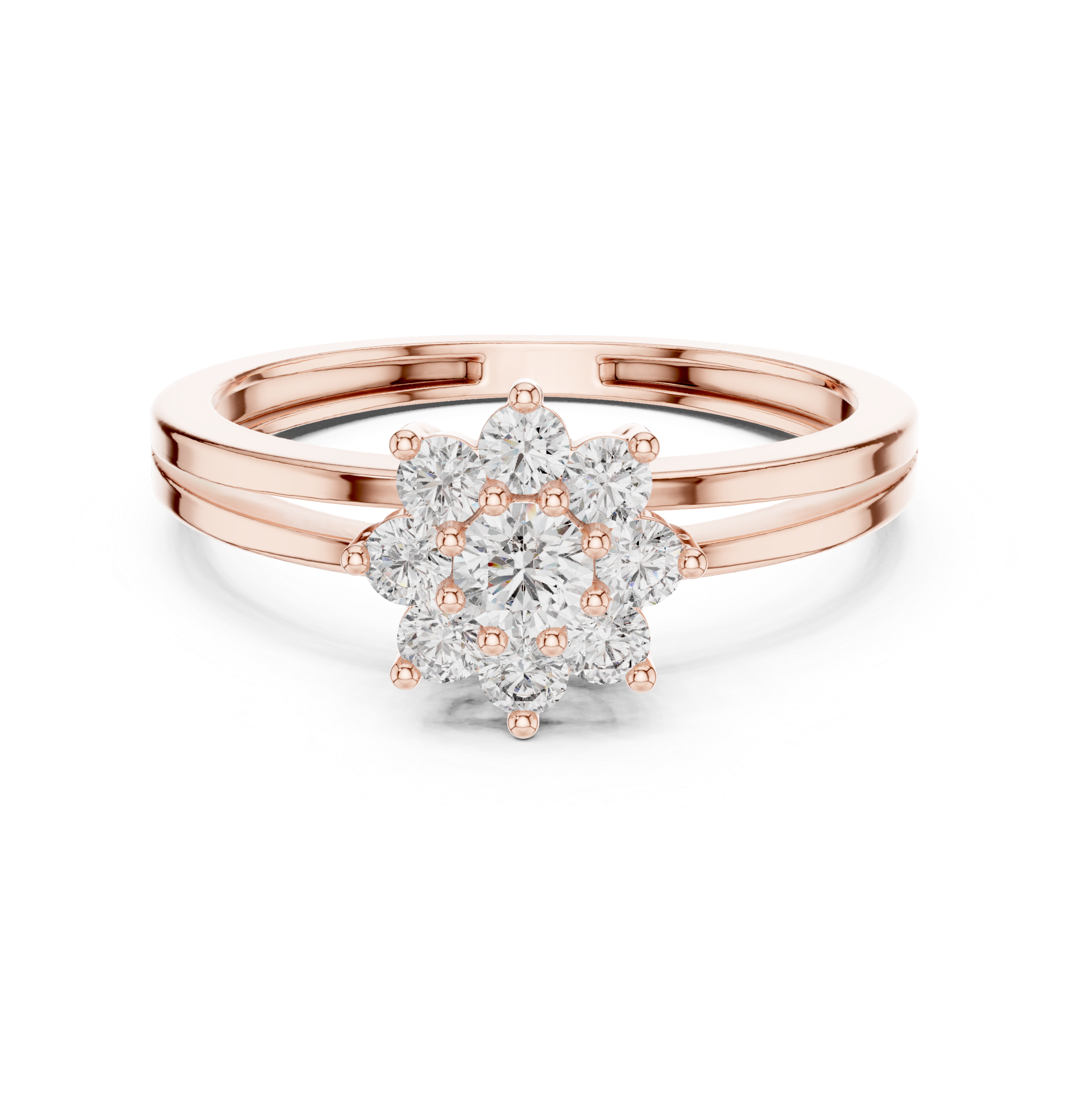 0.35 CT Round Diamond Floral Cluster Engagement Ring