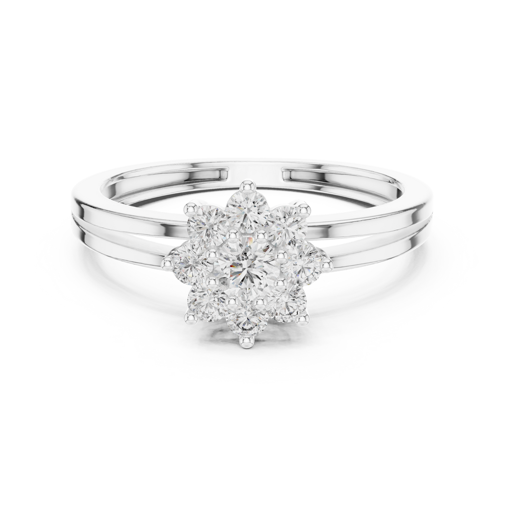 0.35 CT Round Diamond Floral Cluster Engagement Ring
