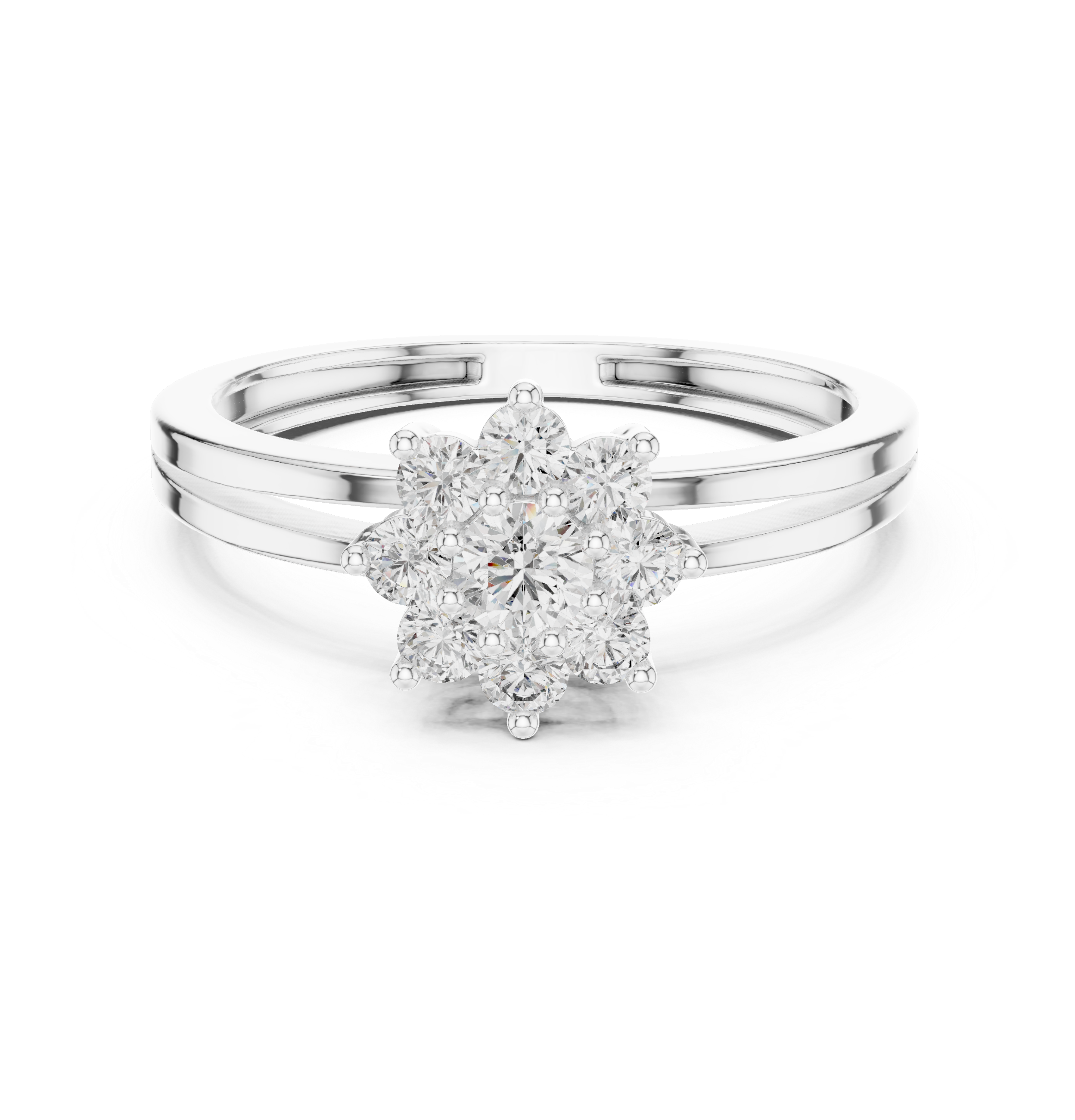 0.35 CT Round Diamond Floral Cluster Engagement Ring