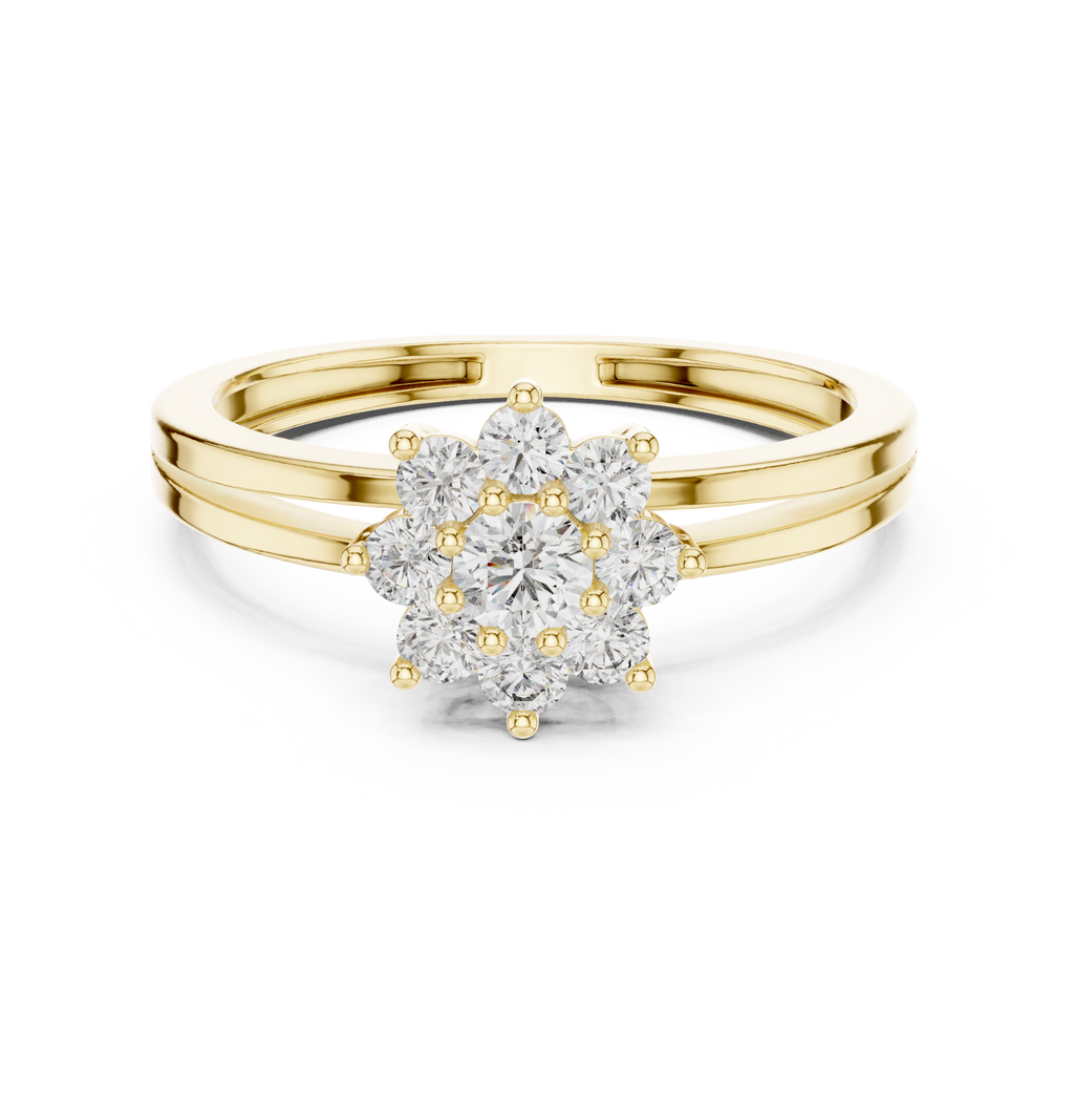 0.35 CT Round Diamond Floral Cluster Engagement Ring