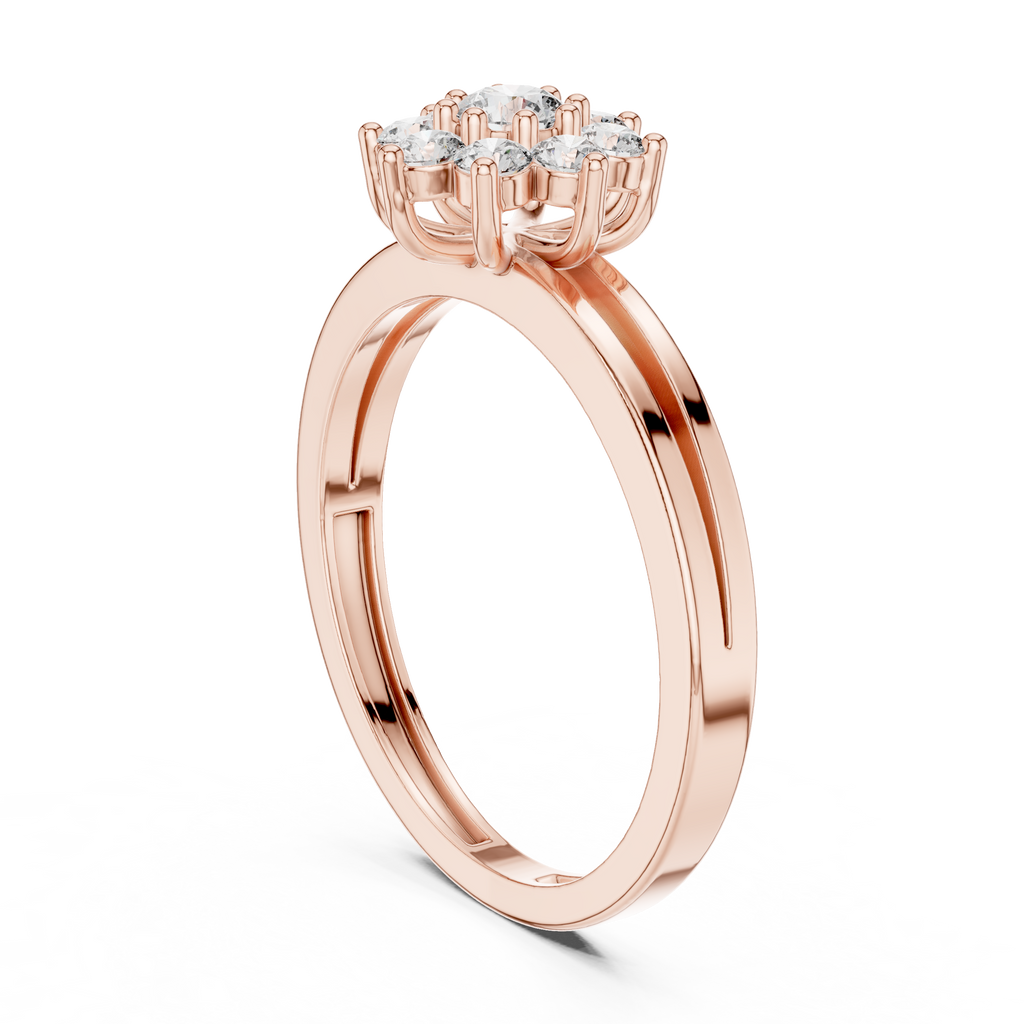 0.35 CT Round Diamond Floral Cluster Engagement Ring