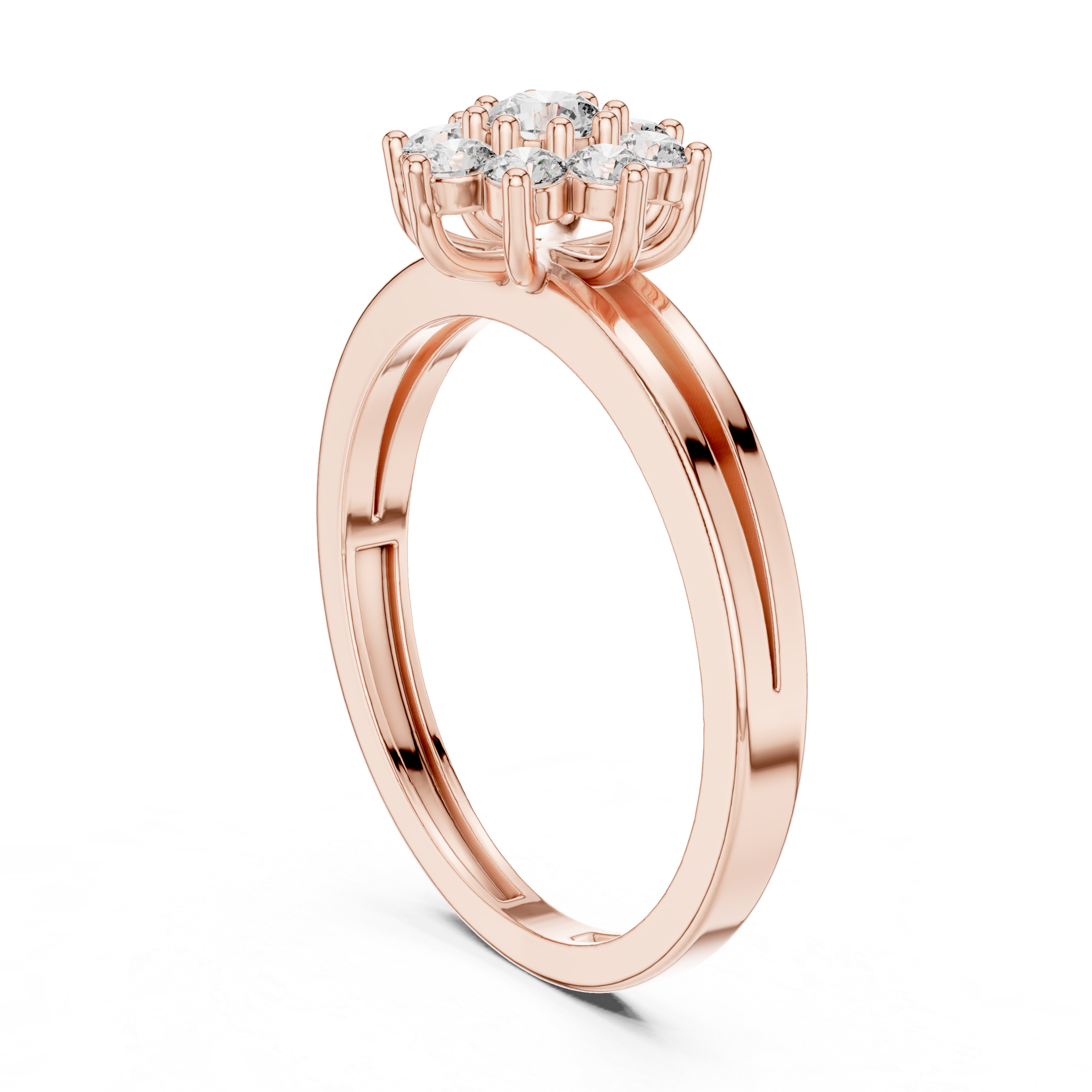 0.35 CT Round Diamond Floral Cluster Engagement Ring