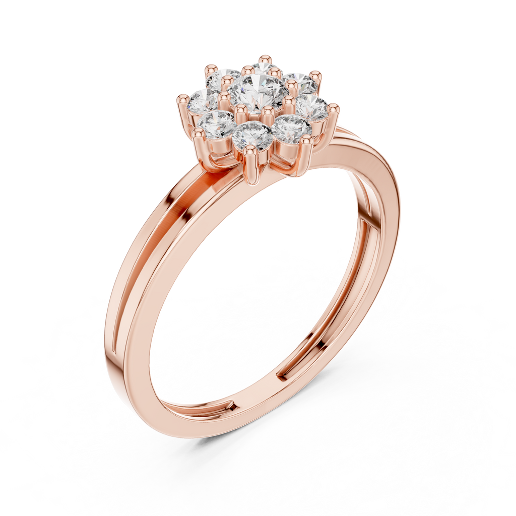 0.35 CT Round Diamond Floral Cluster Engagement Ring
