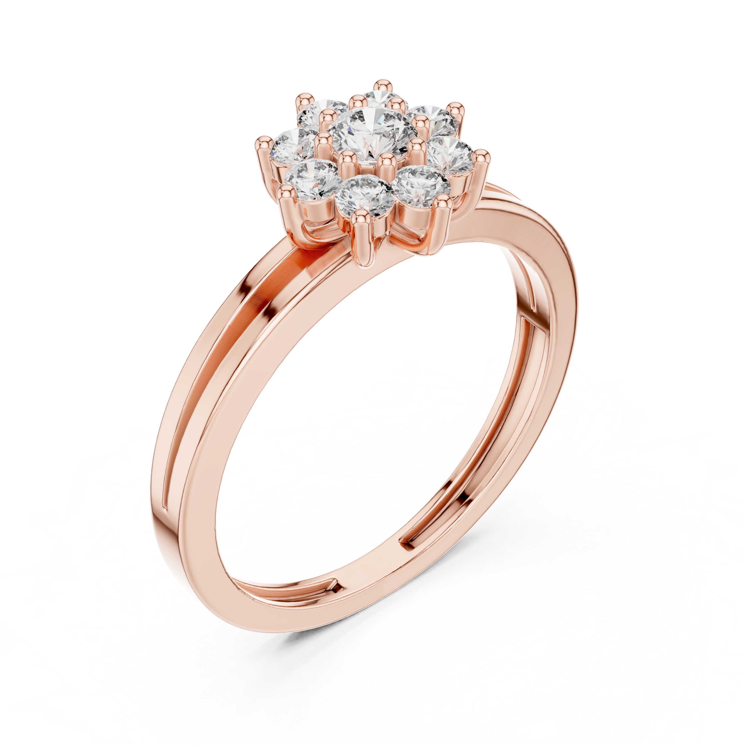 0.35 CT Round Diamond Floral Cluster Engagement Ring