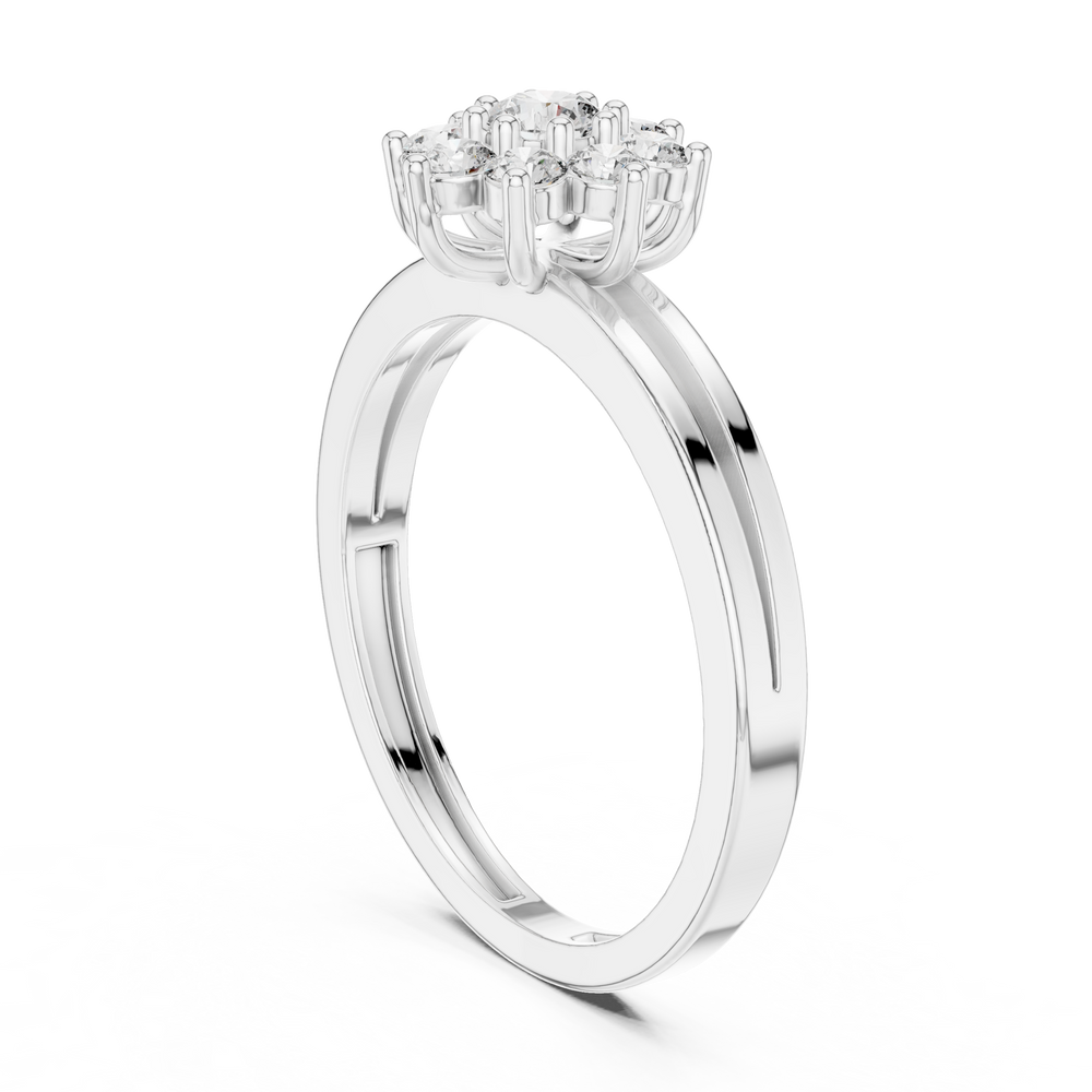 0.35 CT Round Diamond Floral Cluster Engagement Ring